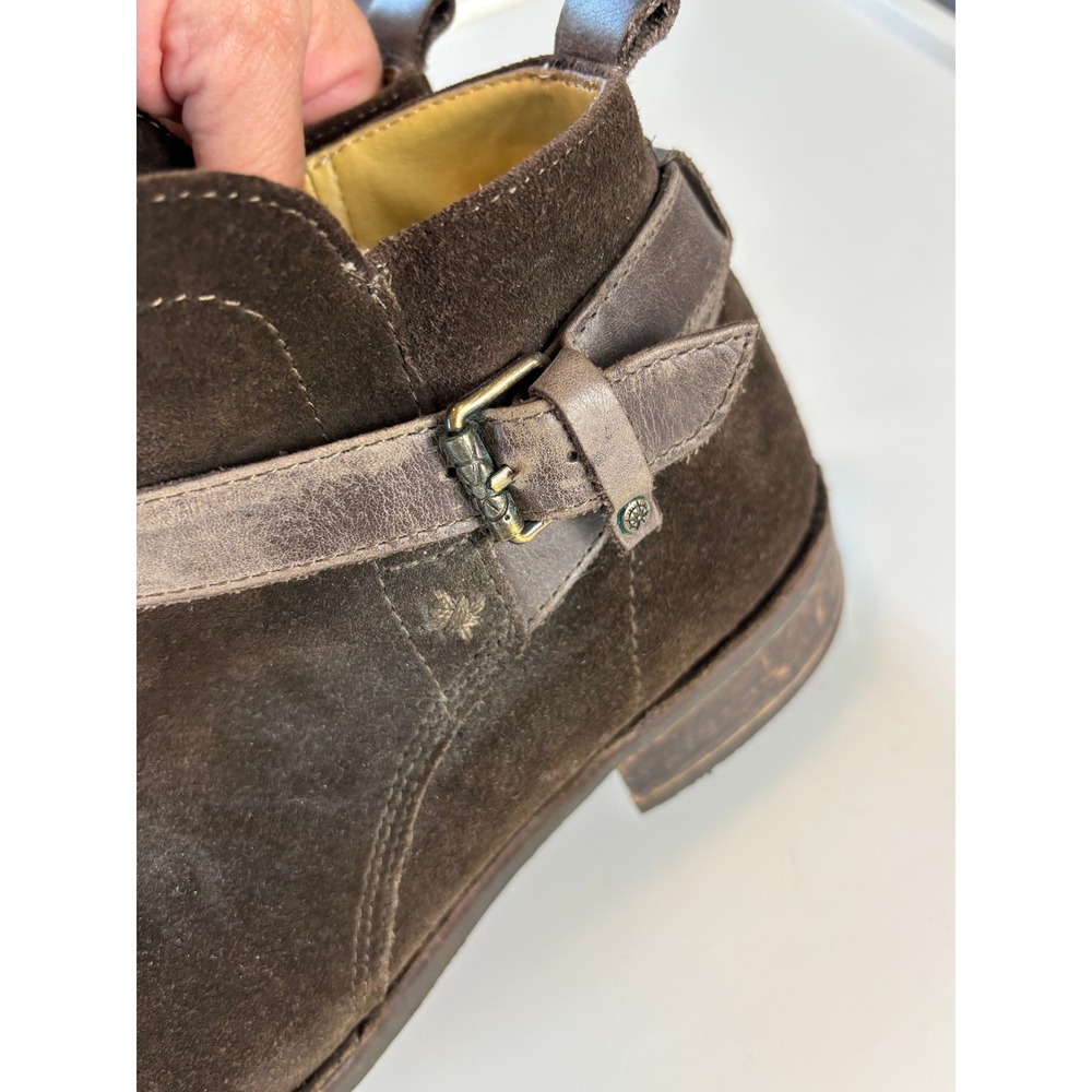 Bussola Sevilla Ankle Boots Brown Suede Leather Women 41 Buckle Strap Zipper - Picture 9 of 9